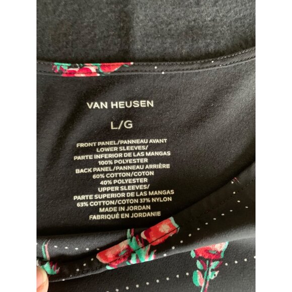 Van Heusen Womens Black Floral Bell Sleeve Top Size Large - Picture 10 of 11